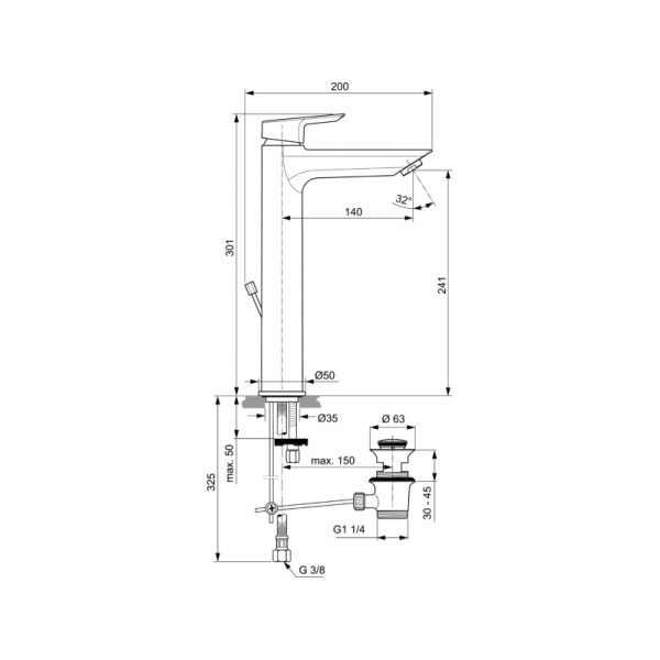 Ideal Standard Tessi A6573AA Батерија за мијалник - Image 2
