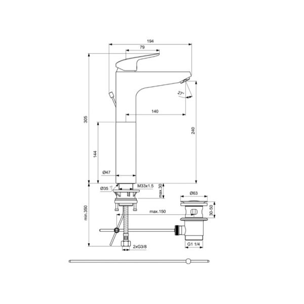 Ideal Standard Ceraflex B1872AA Батерија за мијалник - Image 2