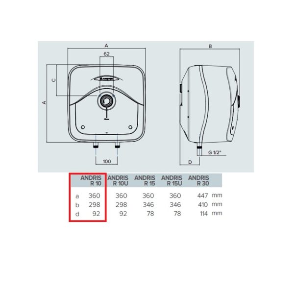 Бојлер Ariston Andris RS 10/U/3 EU 10l високомонтажен - Image 2