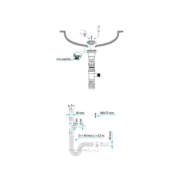 TEXO Флексибилен сифон за мијалник приклучок  за машина S00019 - Image 2
