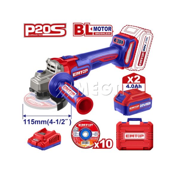 ЕMTOP Батериска брусилка 115mm ELAG211542