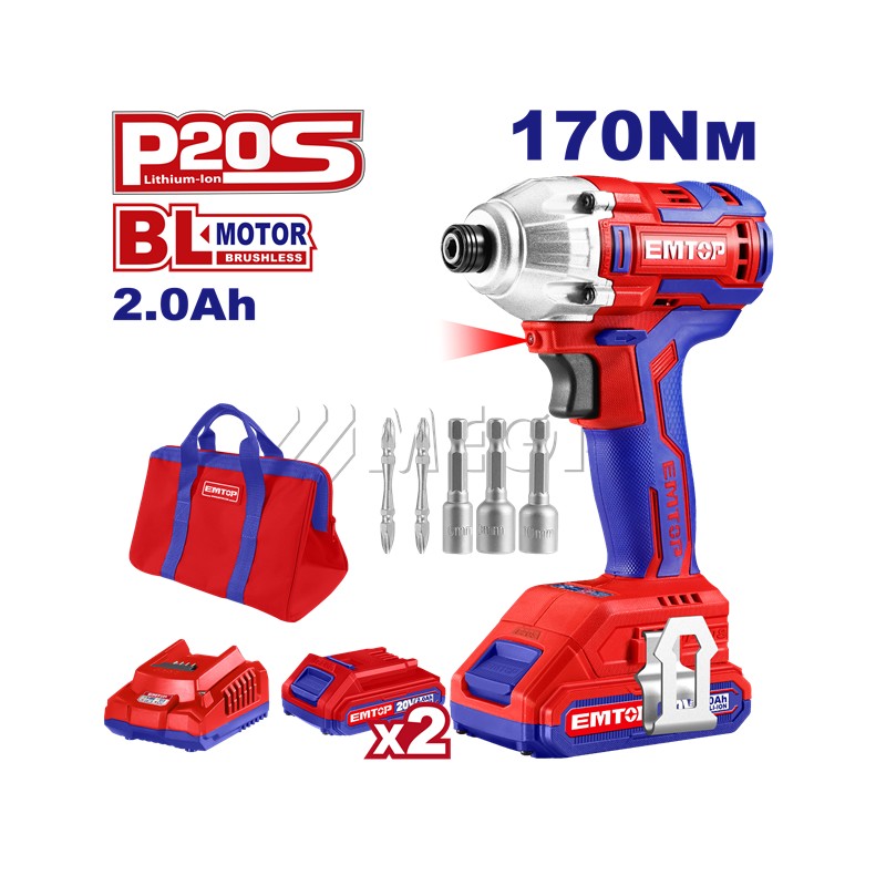 EMTOP Батериски ударен одвртувач ECDLIR20221