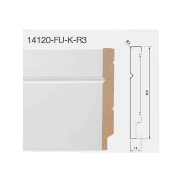 MDF Аголна лајсна Бела 12 cm/2.42m-Duz Beyaz 14120-FU-K-R3