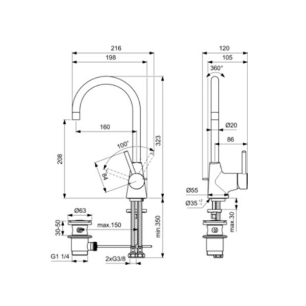 Ideal Standard Ceraline  BC195AA Батерија за кујна - Image 2
