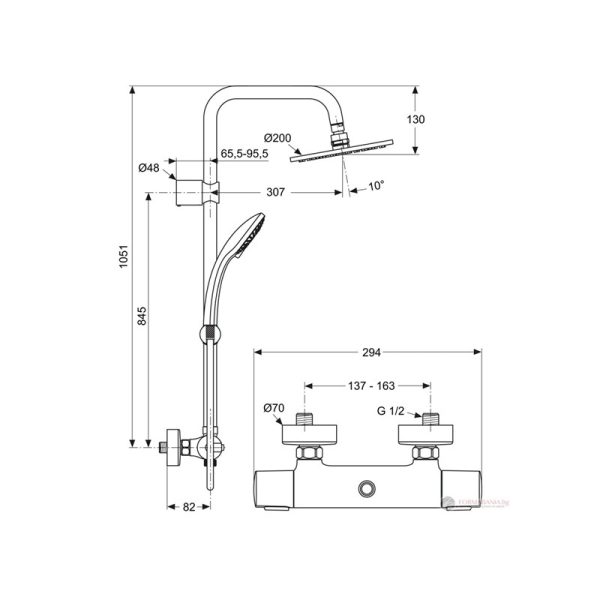 Ideal Standard A5686AA Ceratherm 100 Teрмостатски туш систем - Image 3