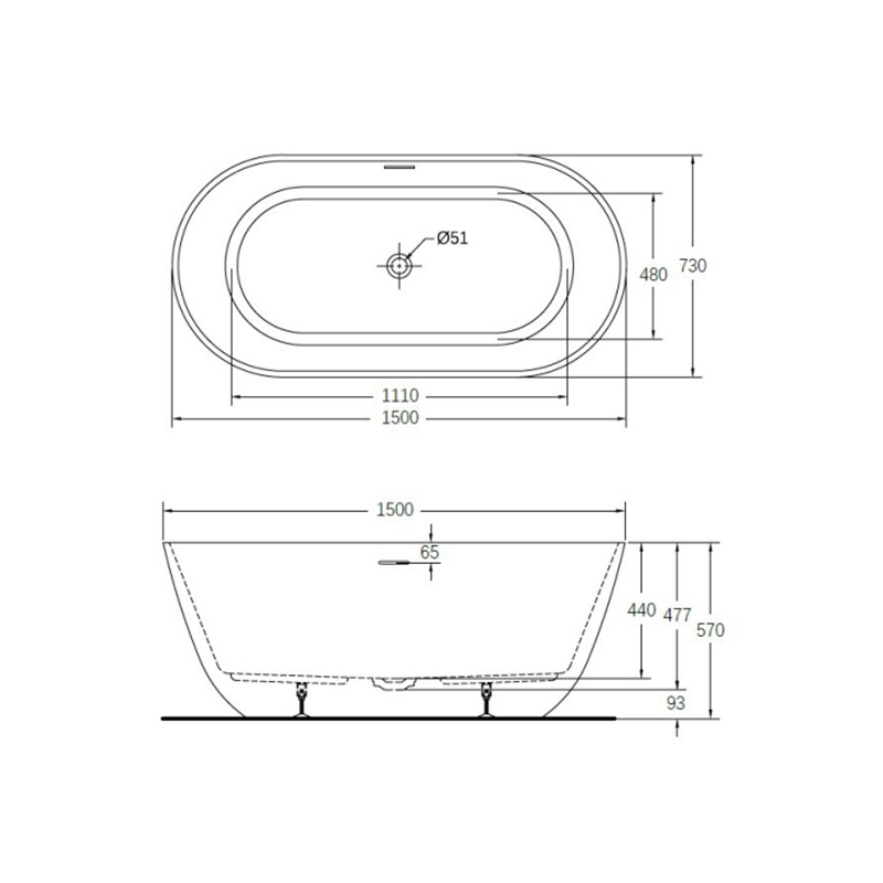 Mebo Акрилна када Еco 15073S Eco-C 150 cm - Image 3